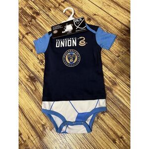 NWT MLS Soccer Philadelphia Union Baby 3pc Creeper Set 24m